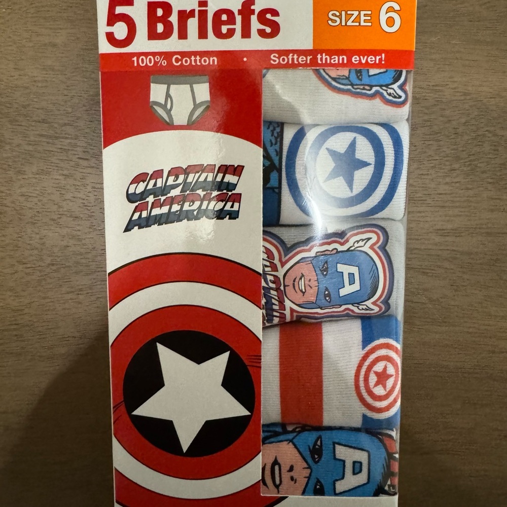 Kids' Briefs - Size 6 - White, Blue & Red
